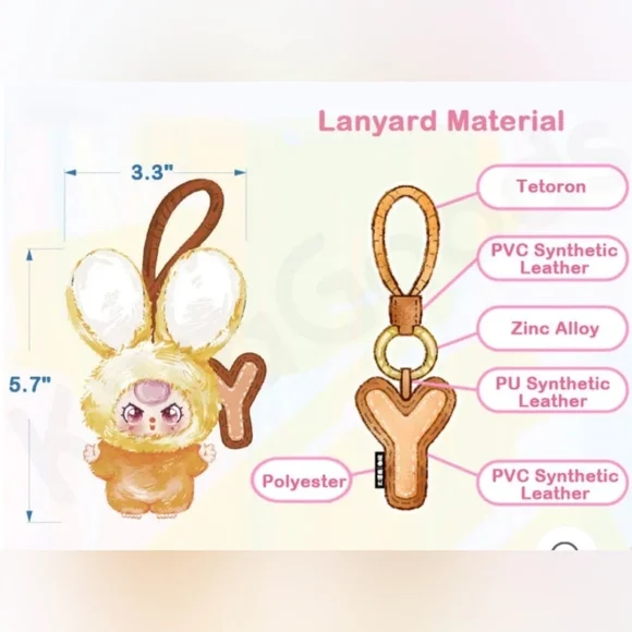 Baby Three Super Mini Bunny Plush Pendant  "Letter C" - Picture 10 of 13